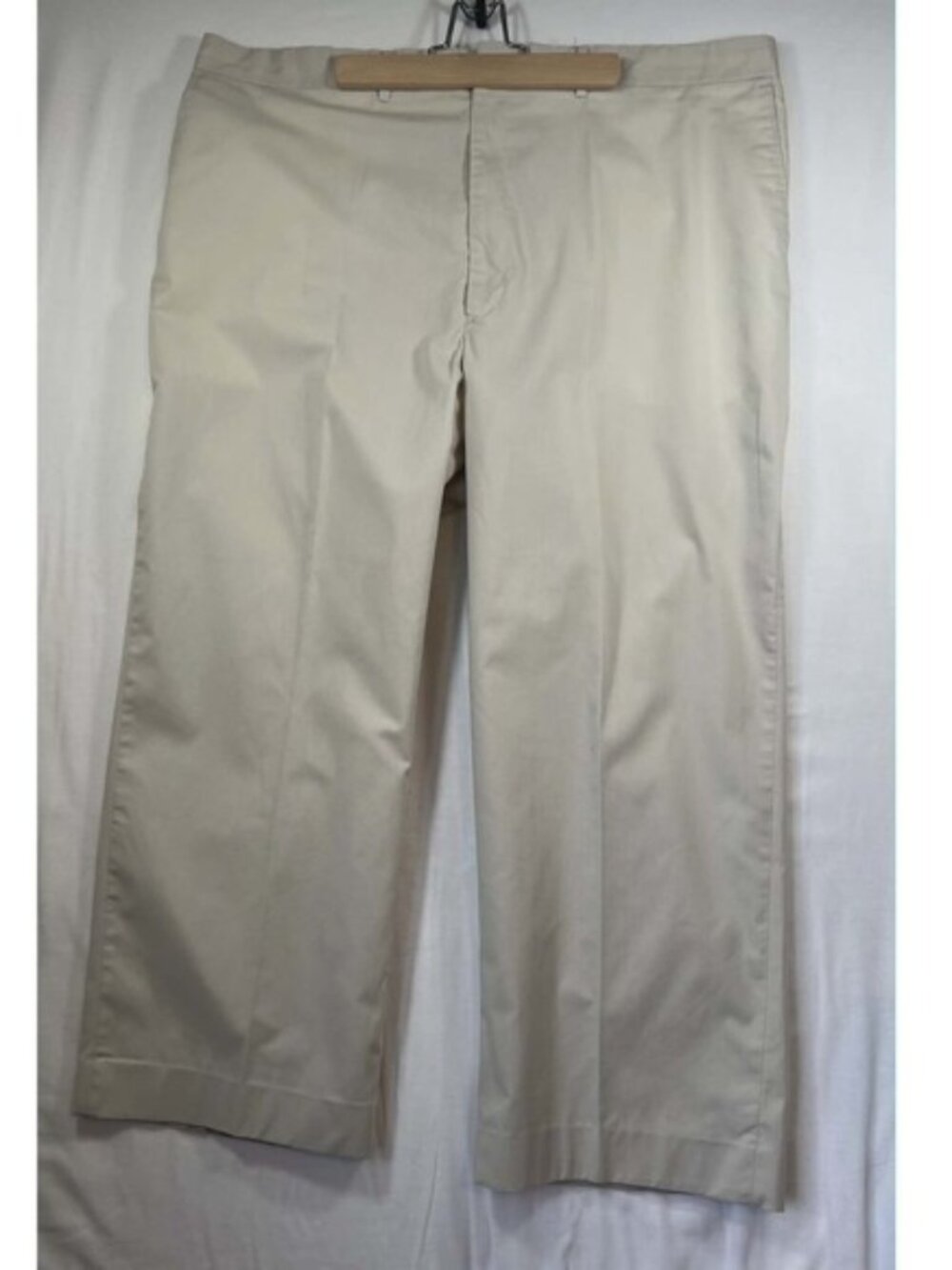 80s Haggar Casual Wear Mens Beige Chinos Flat Front Pants 42x32 Tan Cotton Blend